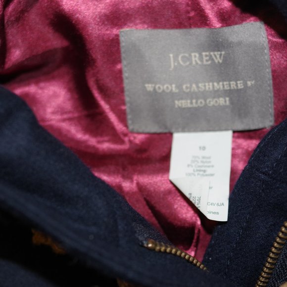 J.Crew Navy Wool Cashmere Nello Gori Hooded Coat Women Size:10 - Picture 3 of 3